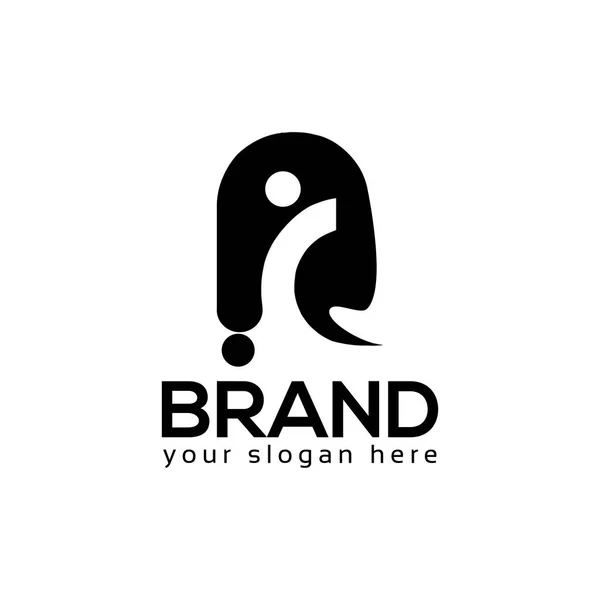 Siyah Monogram Mektup Logo Düz Tasarım — Stok Vektör