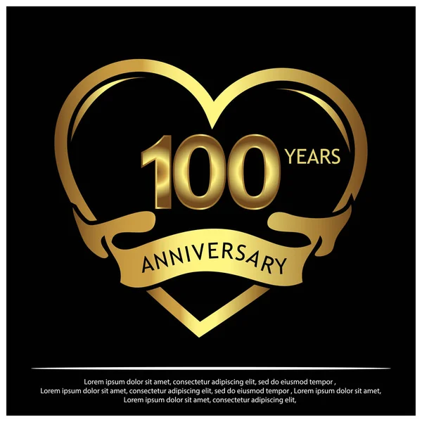 100 Años Aniversario Oro Diseño Plantilla Aniversario Para Web Juego — Archivo Imágenes Vectoriales
