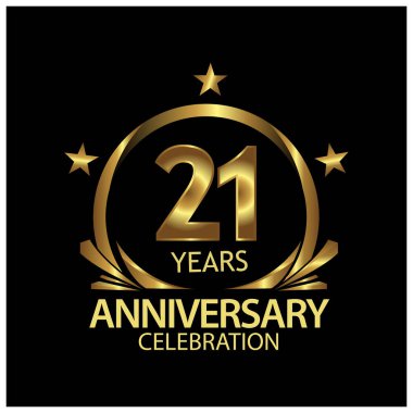 Yirmi oneyears yıldönümü altın. Yıldönümü şablon tasarım web, oyun, yaratıcı poster, kitapçık, broşür, el ilanı, dergi, davetiye - vektör