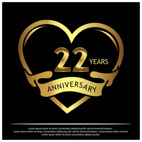 Twenty Two Years Anniversary Golden Anniversary Template Design Web Game — Stock Vector