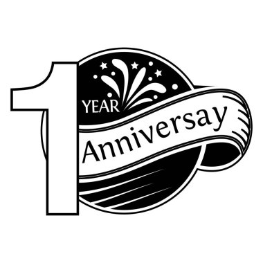 1 yıl yıldönümü. Yıldönümü şablon tasarım web, oyun, yaratıcı poster, kitapçık, broşür, el ilanı, dergi, davetiye, düz tasarımları - vektör