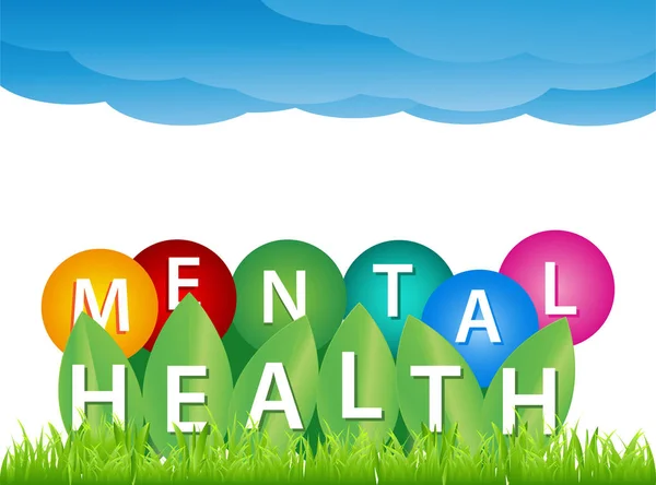 Word, ruh sağlığı yazma. Sychological ve bir kişinin duygusal durumu refah için vektör illüstrasyon kavramı. Psikoterapi, tıbbi.