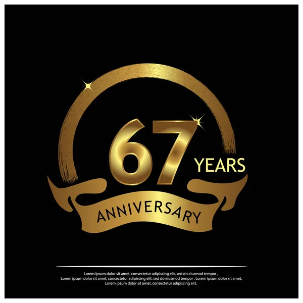 Sixty Seven Years Anniversary Golden Anniversary Template Design Web Game — Stock Vector