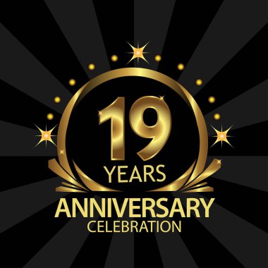 On dokuz yıl yıldönümü altın. Yıldönümü şablon tasarım web, oyun, yaratıcı poster, kitapçık, broşür, el ilanı, dergi, davetiye - vektör