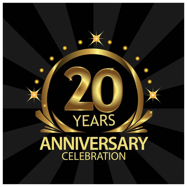 Yirmi yıl dönümü altın. web, oyun, Yaratıcı poster, kitapçık, broşür, el ilanı, dergi, davetiye kartı için yıldönümü şablonu tasarımı - Vektör
