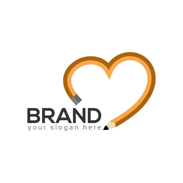 Pencil Love Stock Logo Template Flat Design — Stock Vector