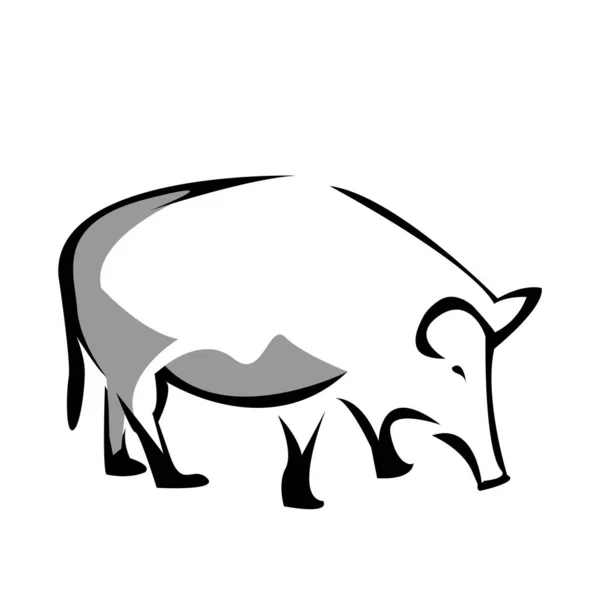 Bouillon Logo Porc Silhouette Porc Design Plat — Image vectorielle
