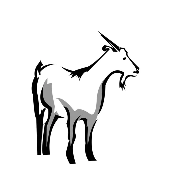 Logotipo Cabra Estoque Silhueta Cabra Design Plano — Vetor de Stock