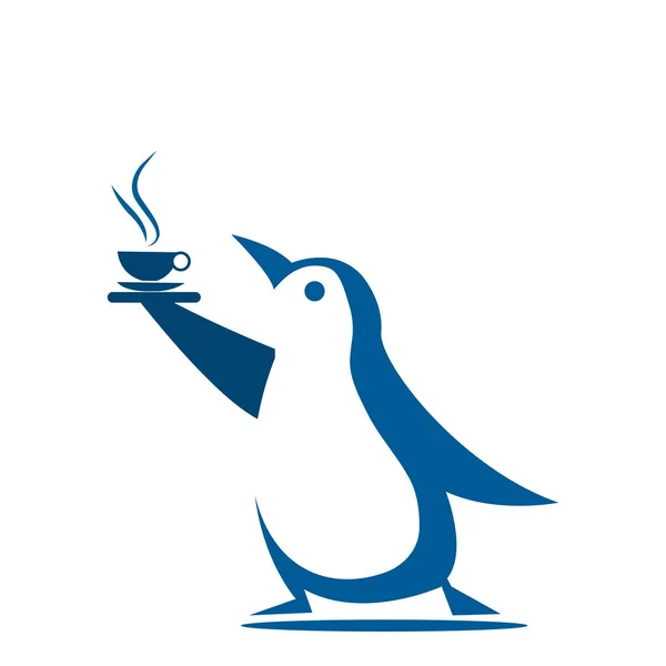 Pinguïn Brengen Koffie Vector Illustration Vector — Stockvector