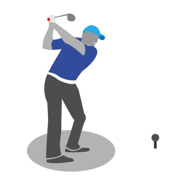 Golf oynayan adam, izole vektör silueti - Vektör