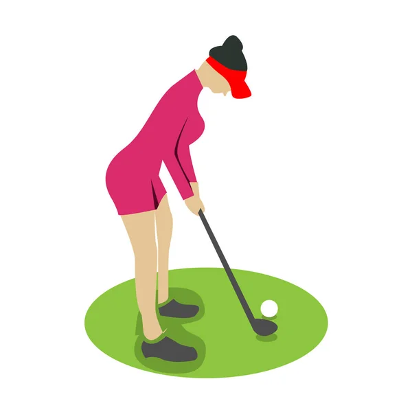 ゴルフをする女性 孤立したベクトルシルエット ベクトル — ストックベクタ