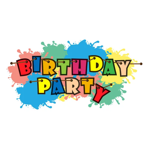 Birthday Party Colorful Typography Flat Design Vector — Stock Vector