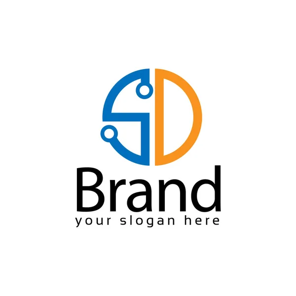 Буква Stock Logo Initial Flat Design Логотип Технологии — стоковый вектор