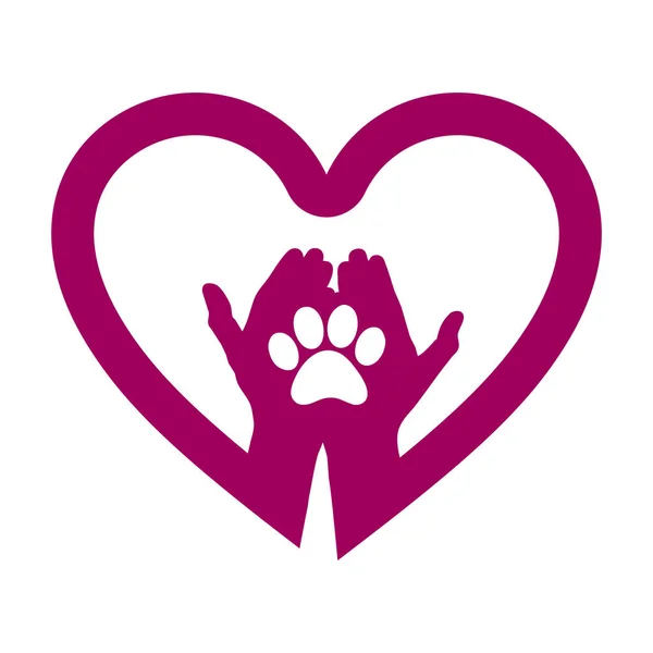 Рука Собачьей Лапой Сердце Икона Концепция Любви Вашей Собаки — стоковый вектор