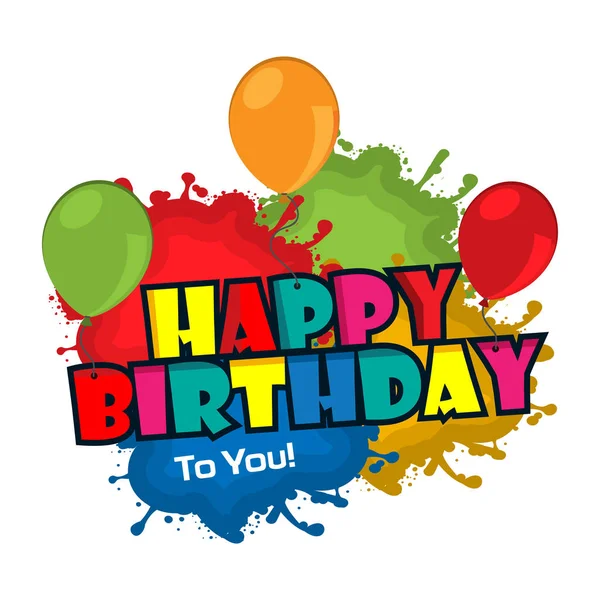 Happy Birthday You Colorful Typography Flat Design Vector Web Game — Stock Vector