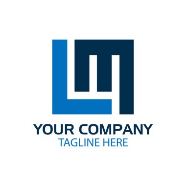 Lm logo şablonu, Lm harfi, düz tasarım. Vektör