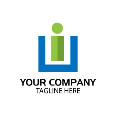 Ui logo şablonu, Ui harfi, düz tasarım. Vektör
