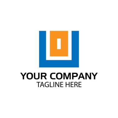 Uo logo şablonu, Uo harfi, düz tasarım. Vektör