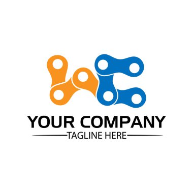 Mektup Wc, Logo Harf Wc ve zincir. zincirle oluşturulan logo