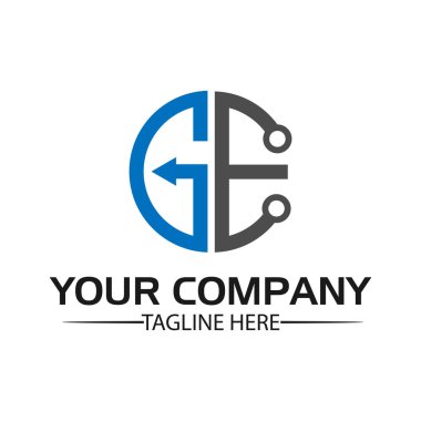 Letter Ge hisse senedi logosu, Ge ilk., düz tasarım. teknoloji logosu