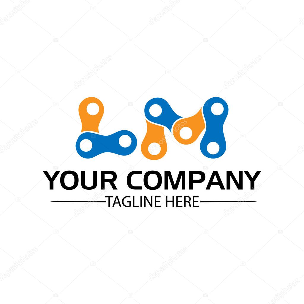 Letter LM, Logo Letter LM and chain. logo formed by chain