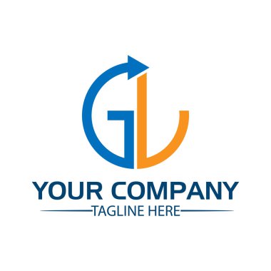Oklu Gl harfi. Gl ilk., düz tasarım. teknoloji logosu