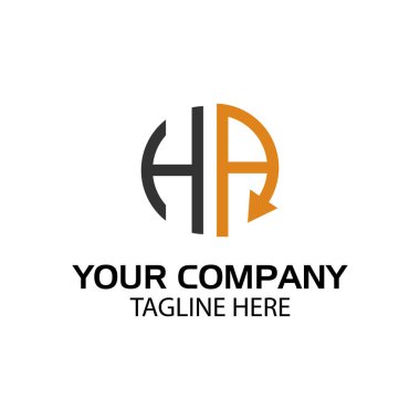 Ok harfi ha. Ha ilk., düz tasarım. teknoloji logosu