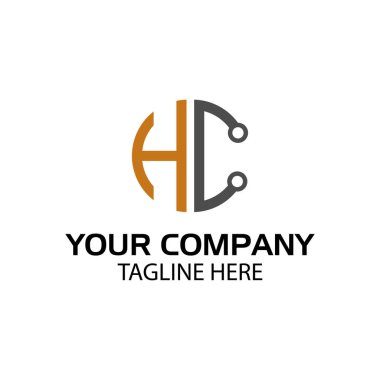  Mektubu HC hisse senedi logosu, HC ilk., düz tasarım. teknoloji logosu.