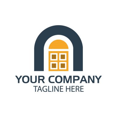 Kapı logosu stok. düz tasarım. logo vektör illüstrasyon