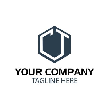 Mektup Ct stok logosu, Ct ilk., düz tasarım. Ct monogram