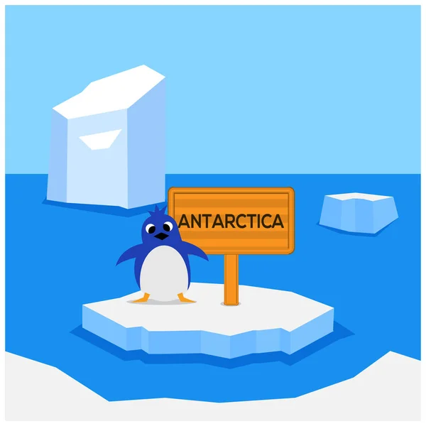Antártida Diseño Plano Pingüinos Tabla — Archivo Imágenes Vectoriales