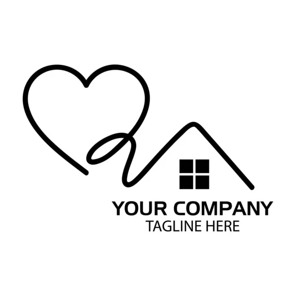 Beyaz arka plandaki Kalp Evi. Soyut ev logosu. logo vektör illüstrasyon