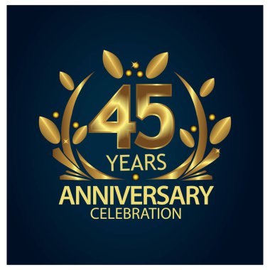 Kırk beş yıl yıldönümü altın. yıldönümü şablon tasarım web, oyun, yaratıcı poster, kitapçık, broşür, el ilanı, dergi, davetiye - vektör