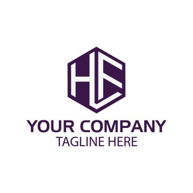 Mektup Hf stok logosu, Hf ilk., düz tasarım. Hf monogramı