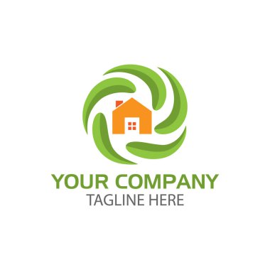 Ev daire logosu, düz tasarım. Vektör İllüstrasyonu