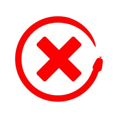 Yılan haç sembolü ile sarılı. tehlike sembolü, düz tasarım