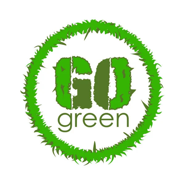 Green Eco Ikon Med Gräs Vektor Illustration Vit Bakgrund — Stock vektor
