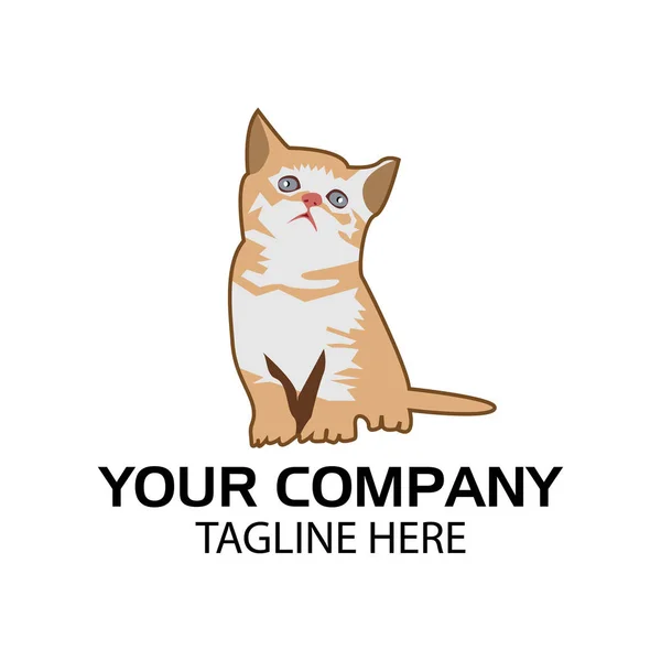 Cat Stock Logo Template Light Brown Cat Cute Cat — ストックベクタ