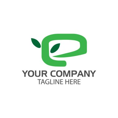 E yeşil borsa logosu şablonu, düz tasarım. E harfi