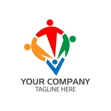 Baloncuk İnsan logo şablonu, düz tasarım. İletişim logosu