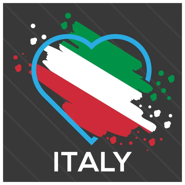 Итальянский Флаг Вектор Акций Сердца Векторная Иллюстрация Сером Фоне — стоковый вектор