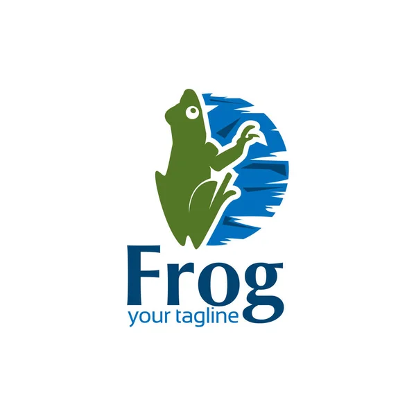 Soyut çemberde kurbağa logosu. düz dizayn. Kurbağa silueti. Beyaz arkaplanda Vektör Resimleri