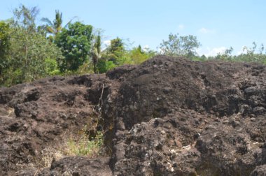 Arka planı bulanık bir kaya tepesi. Büyük Taş