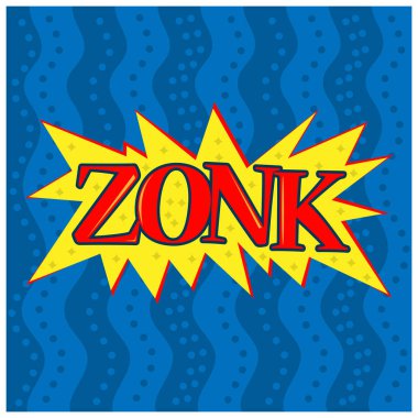 Zonk sanat komik komik konuşma kelimesi. Popüler sanat retro mizah tarzında modaya uygun eski moda komedi arkaplanı