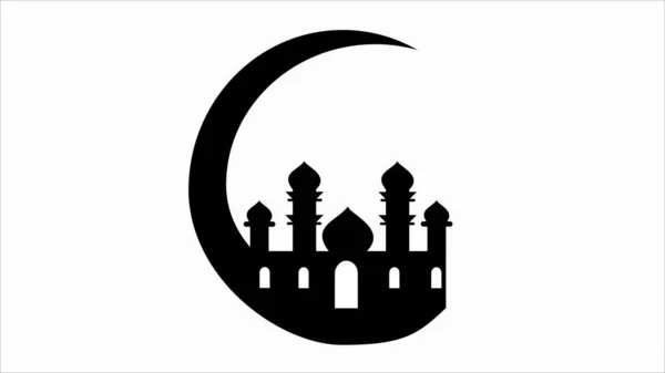 Ilustración Mezquita Silueta Lunar Negro — Vector de stock