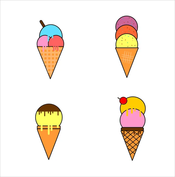 Симпатичная Красочная Иллюстрация Мороженому — стоковый вектор