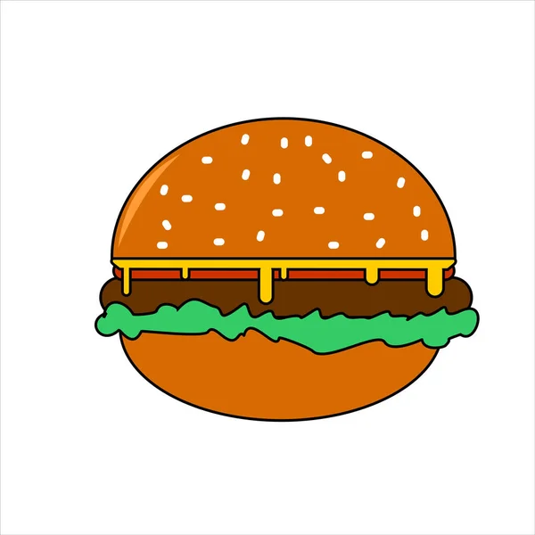 Köstliche Fast Food Burger Cartoon Doodle Illustration — Stockvektor