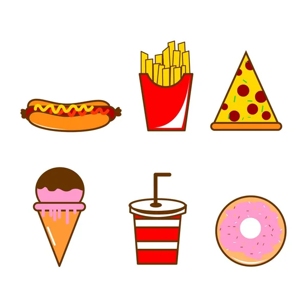 Illustration Bande Dessinée Fast Food Très Délicieux Sucré — Image vectorielle