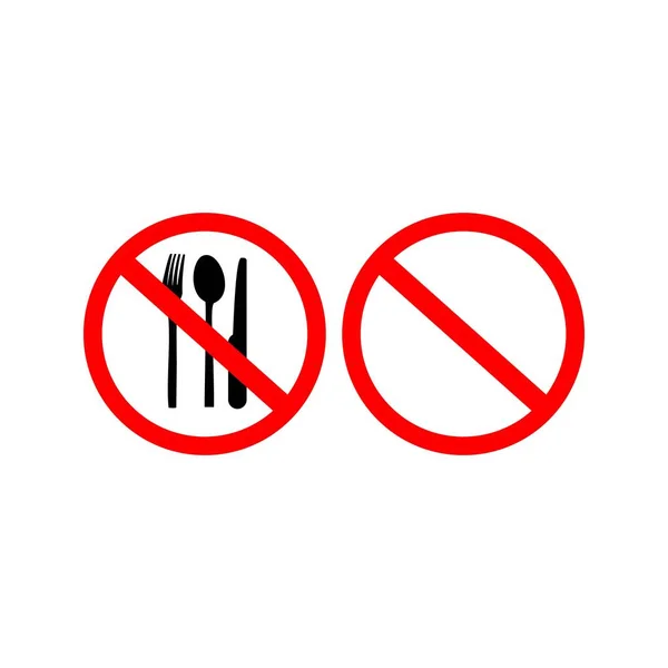 Ilustração Símbolos Sinais Proibição Para Comer Transportar Alimentos —  Vetores de Stock
