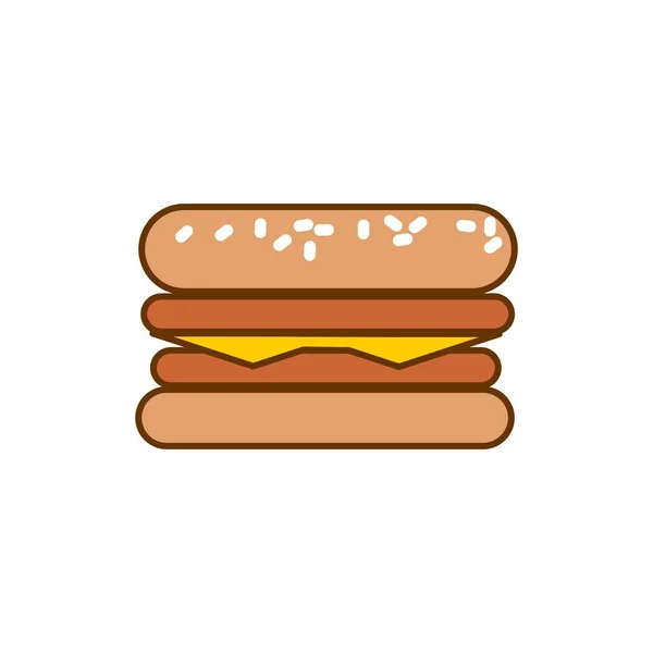 Sehr Leckere Burger Fast Food Cartoon Illustration — Stockvektor